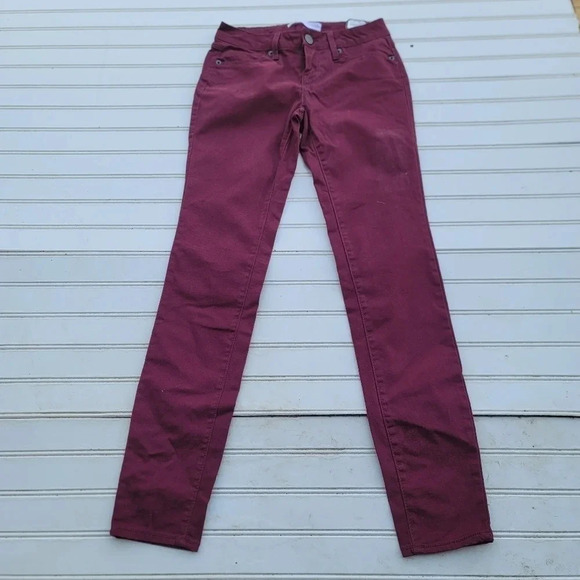 No BOUNDARIES Low Rise Stretch Skinny Fit Jeans Junior Pant Red Burgundy Sz 3 - Picture 1 of 9